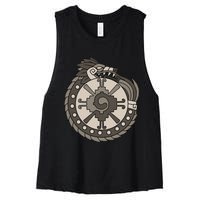 Quetzalcoatl Ouroboros Aztec Ancient Mayan Inca Toltec Women's Racerback Cropped Tank