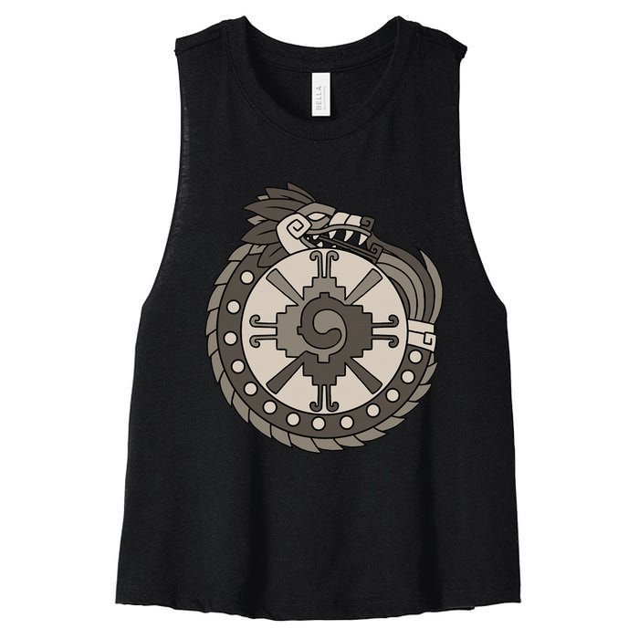 Quetzalcoatl Ouroboros Aztec Ancient Mayan Inca Toltec Women's Racerback Cropped Tank