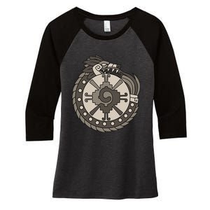 Quetzalcoatl Ouroboros Aztec Ancient Mayan Inca Toltec Women's Tri-Blend 3/4-Sleeve Raglan Shirt