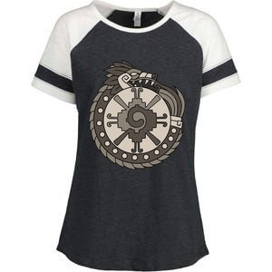 Quetzalcoatl Ouroboros Aztec Ancient Mayan Inca Toltec Enza Ladies Jersey Colorblock Tee