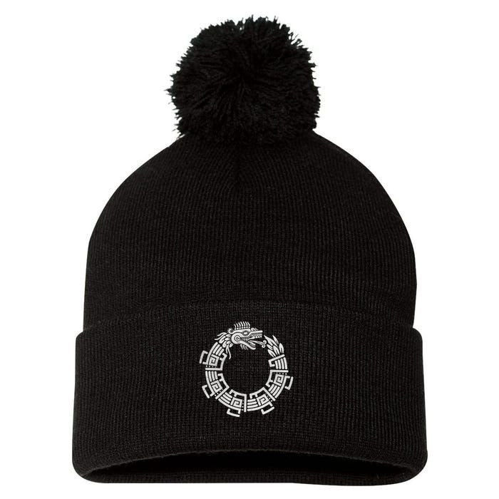 Quetzalcoatl Ouroboros Aztec Serpent Mayan Inca Toltec Pom Pom 12in Knit Beanie
