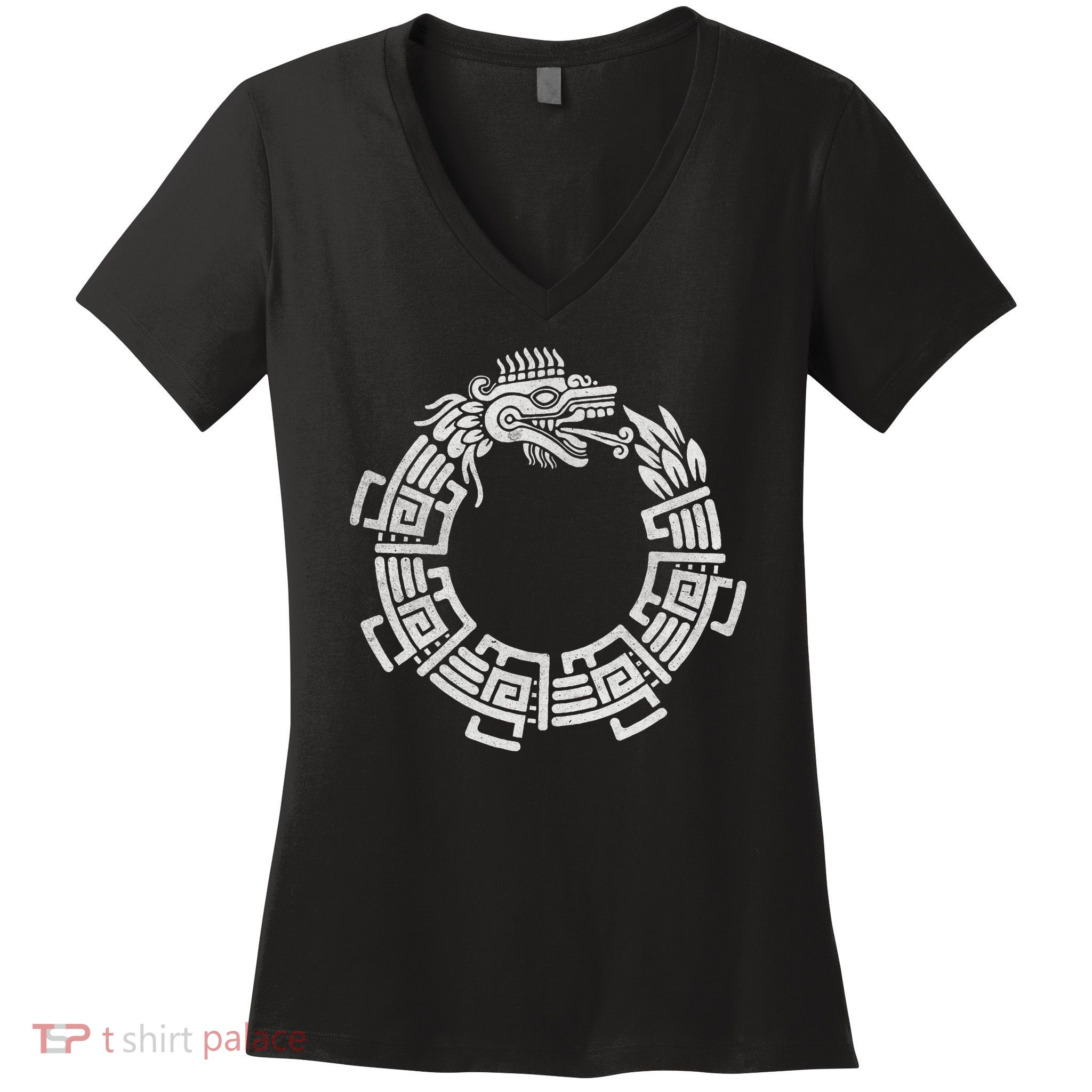 Quetzalcoatl Ouroboros Aztec Serpent Mayan Inca Toltec Women's V-Neck T-Shirt