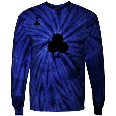 Queen Of Clubs Card Playing Card Poker Costume Card Tie-Dye Long Sleeve Shirt