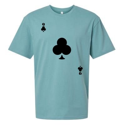 Queen Of Clubs Card Playing Card Poker Costume Card Sueded Cloud Jersey T-Shirt