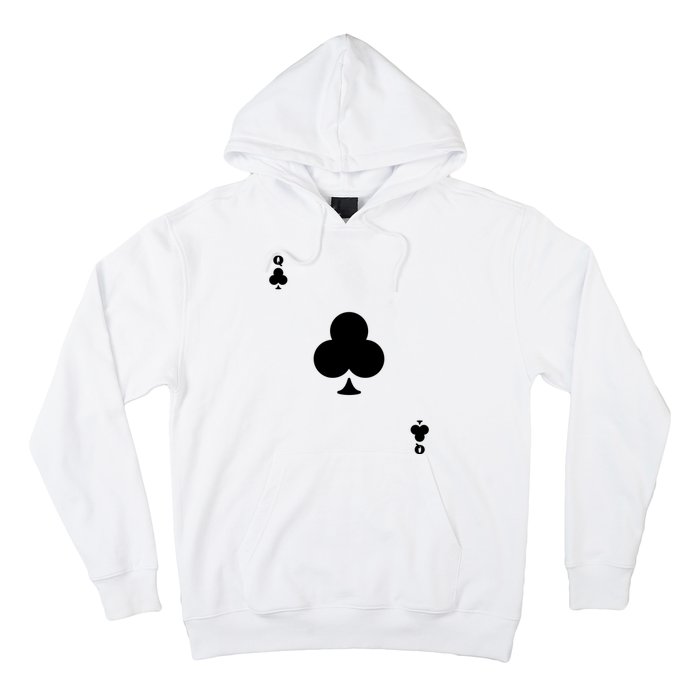 Queen Of Clubs Card Playing Card Poker Costume Card Hoodie