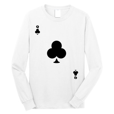 Queen Of Clubs Card Playing Card Poker Costume Card Long Sleeve Shirt