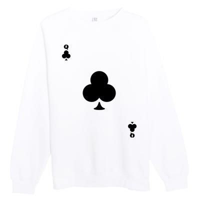 Queen Of Clubs Card Playing Card Poker Costume Card Premium Crewneck Sweatshirt