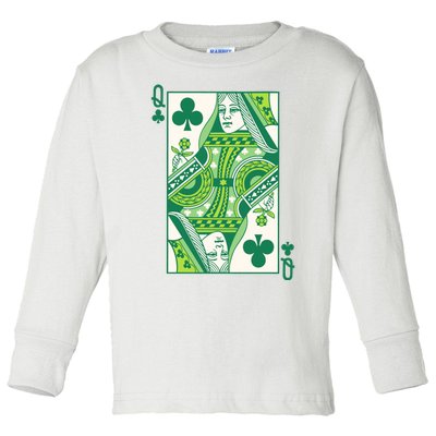 Queen Of Clubs Saint PatrickS Day Toddler Long Sleeve Shirt