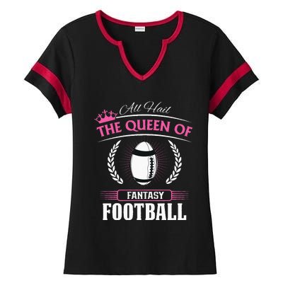 Queen Of Fantasy Football Funny Womens Fantasy Football Ladies Halftime Notch Neck Tee