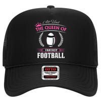 Queen Of Fantasy Football Funny Womens Fantasy Football High Crown Mesh Back Trucker Hat