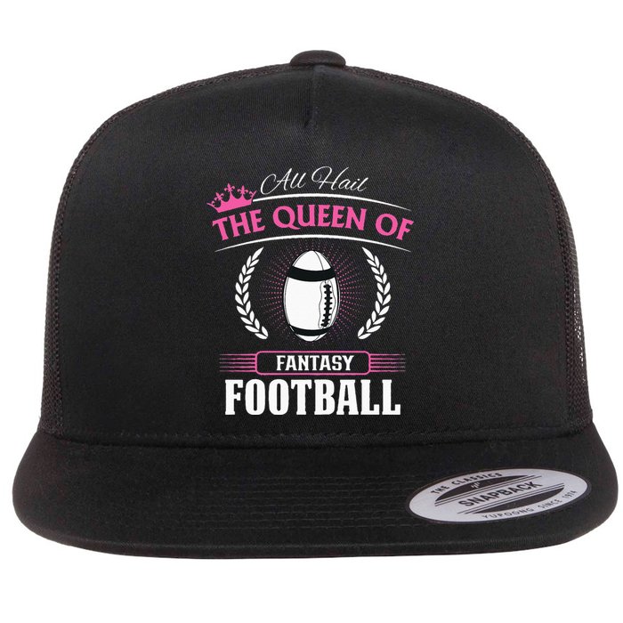 Queen Of Fantasy Football Funny Womens Fantasy Football Flat Bill Trucker Hat