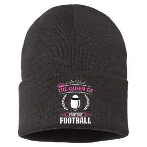 Queen Of Fantasy Football Funny Womens Fantasy Football Sustainable Knit Beanie