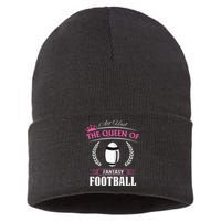 Queen Of Fantasy Football Funny Womens Fantasy Football Sustainable Knit Beanie