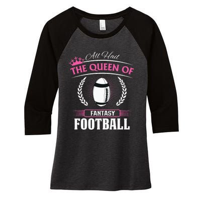 Queen Of Fantasy Football Funny Womens Fantasy Football Women's Tri-Blend 3/4-Sleeve Raglan Shirt