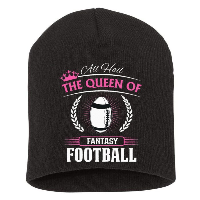 Queen Of Fantasy Football Funny Womens Fantasy Football Short Acrylic Beanie