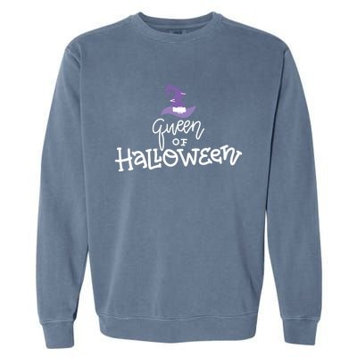 Queen Of Halloween Witches Hat Cool Gift Garment-Dyed Sweatshirt