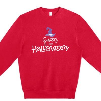 Queen Of Halloween Witches Hat Cool Gift Premium Crewneck Sweatshirt