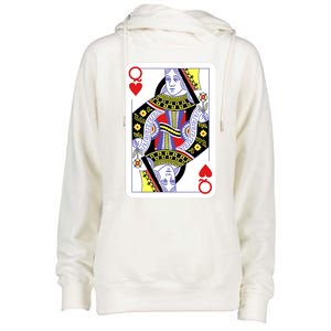 Queen Of Hearts Playing Cards Halloween Costume Casino Easy Great Gift Womens Funnel Neck Pullover Hood