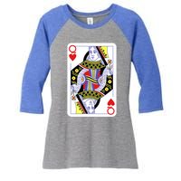 Queen Of Hearts Playing Cards Halloween Costume Casino Easy Great Gift Women's Tri-Blend 3/4-Sleeve Raglan Shirt