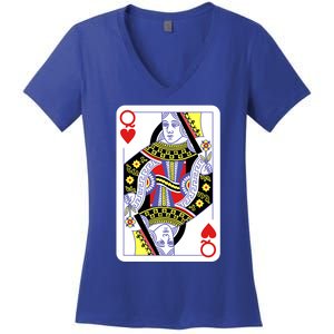 Queen Of Hearts Playing Cards Halloween Costume Casino Easy Great Gift Women's V-Neck T-Shirt