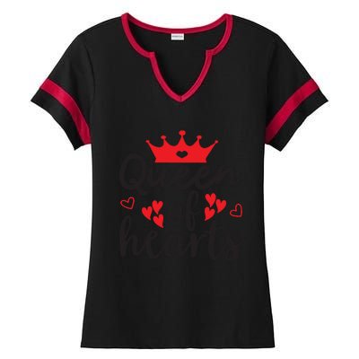 Queen Of Hearts, Wedding, Romantic, Valentine White Ladies Halftime Notch Neck Tee