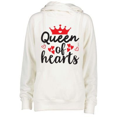 Queen Of Hearts, Wedding, Romantic, Valentine White Womens Funnel Neck Pullover Hood