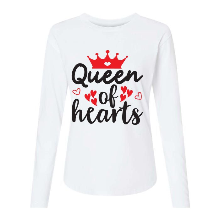 Queen Of Hearts, Wedding, Romantic, Valentine White Womens Cotton Relaxed Long Sleeve T-Shirt