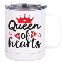 Queen Of Hearts, Wedding, Romantic, Valentine White 12 oz Stainless Steel Tumbler Cup