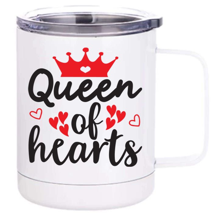 Queen Of Hearts, Wedding, Romantic, Valentine White 12 oz Stainless Steel Tumbler Cup