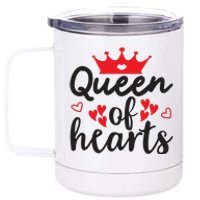 Queen Of Hearts, Wedding, Romantic, Valentine White 12 oz Stainless Steel Tumbler Cup