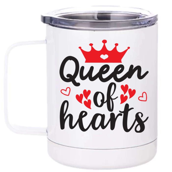 Queen Of Hearts, Wedding, Romantic, Valentine White 12 oz Stainless Steel Tumbler Cup