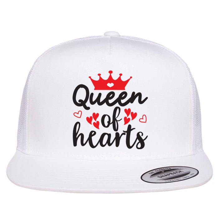 Queen Of Hearts, Wedding, Romantic, Valentine White Flat Bill Trucker Hat