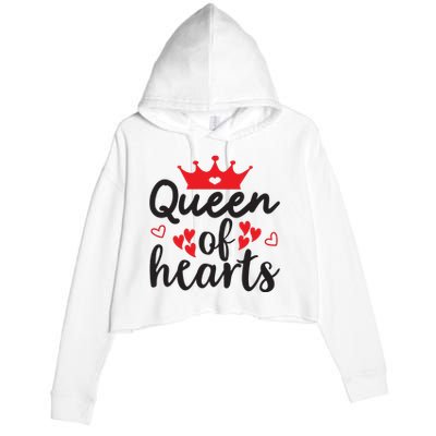 Queen Of Hearts, Wedding, Romantic, Valentine White Crop Fleece Hoodie