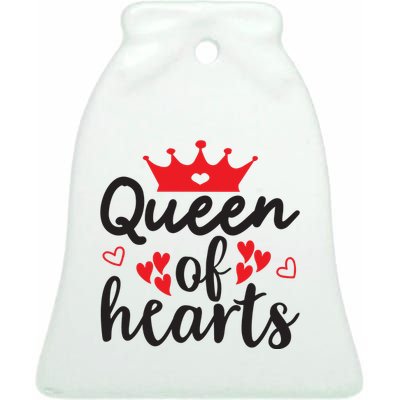 Queen Of Hearts, Wedding, Romantic, Valentine White Ceramic Bell Ornament