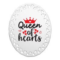 Queen Of Hearts, Wedding, Romantic, Valentine White Ceramic Oval Ornament