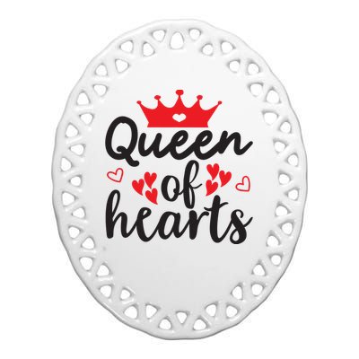 Queen Of Hearts, Wedding, Romantic, Valentine White Ceramic Oval Ornament