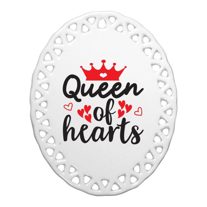 Queen Of Hearts, Wedding, Romantic, Valentine White Ceramic Oval Ornament