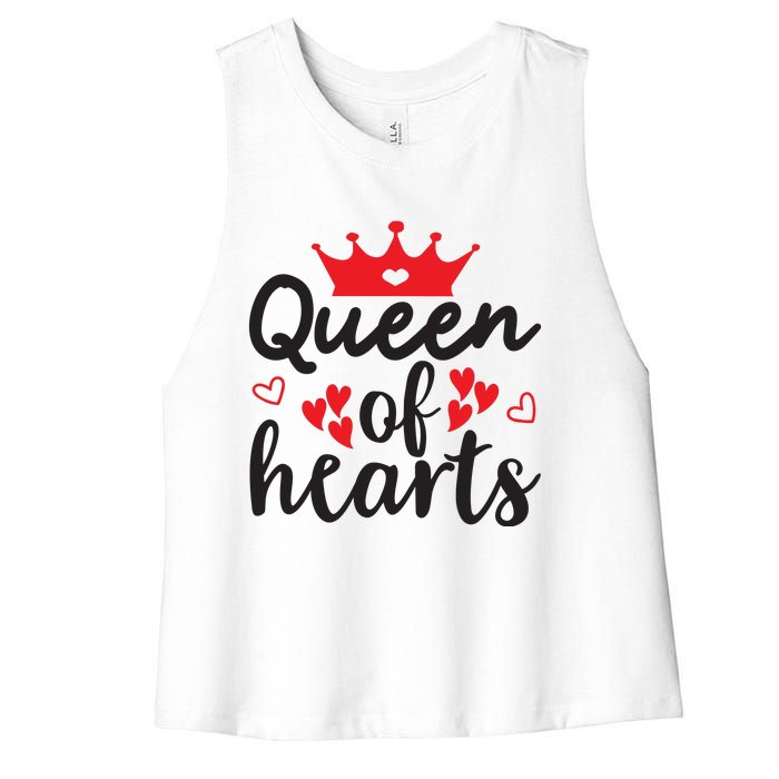 Queen Of Hearts, Wedding, Romantic, Valentine White Women's Racerback Cropped Tank