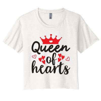 Queen Of Hearts, Wedding, Romantic, Valentine White Women's Crop Top Tee