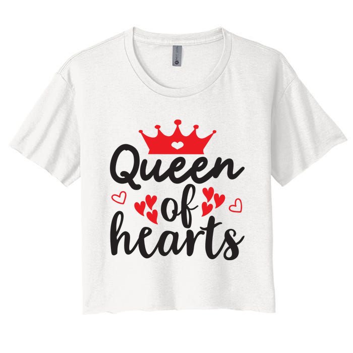 Queen Of Hearts, Wedding, Romantic, Valentine White Women's Crop Top Tee