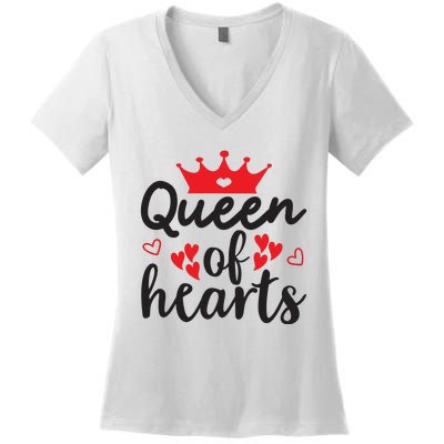 Queen Of Hearts, Wedding, Romantic, Valentine White Women's V-Neck T-Shirt