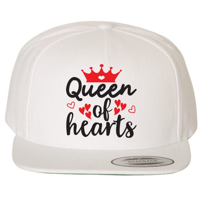 Queen Of Hearts, Wedding, Romantic, Valentine White Wool Snapback Cap