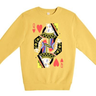 Queen Of Hearts Playing Card Halloween Costume Valentines Meaningful Gift Premium Crewneck Sweatshirt