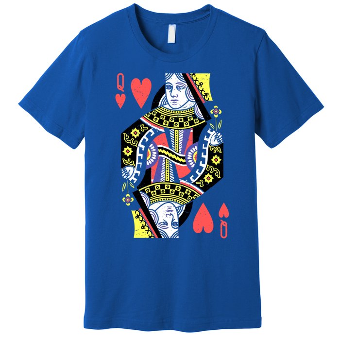 Queen Of Hearts Playing Card Halloween Costume Valentines Meaningful Gift Premium T-Shirt