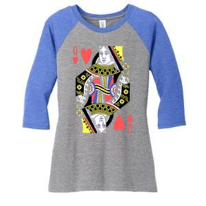 Queen Of Hearts Playing Card Halloween Costume Valentines Meaningful Gift Women's Tri-Blend 3/4-Sleeve Raglan Shirt