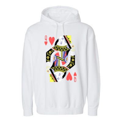 Queen Of Hearts Playing Card Halloween Costume Valentines Meaningful Gift Garment-Dyed Fleece Hoodie