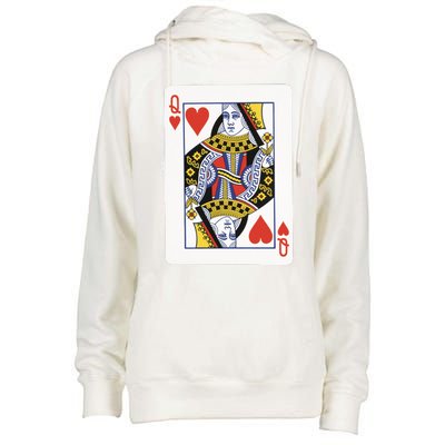 Queen Of Hearts Womens Funnel Neck Pullover Hood