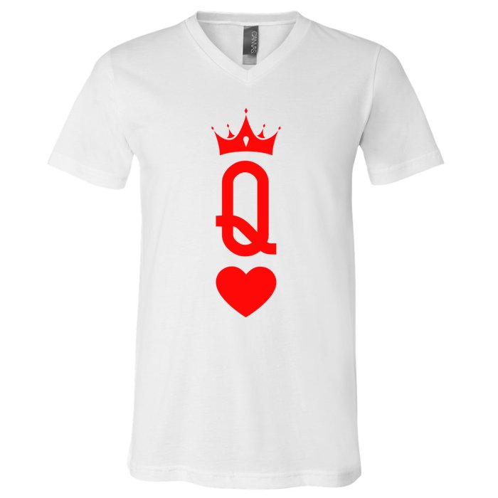 Queen Of Heart King And Queen Easy Couple Halloween Costume V-Neck T-Shirt