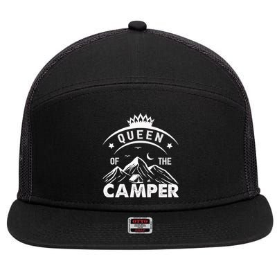 QUEEN OF THE CAMPER FUNNY CAMPING 7 Panel Mesh Trucker Snapback Hat