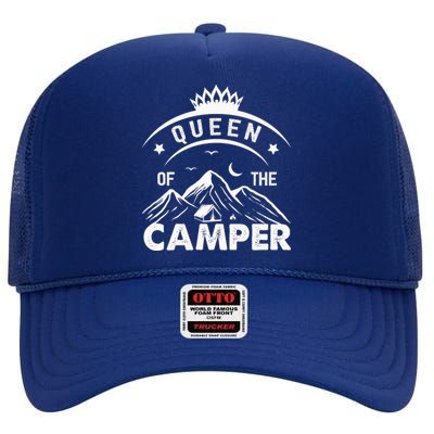 QUEEN OF THE CAMPER FUNNY CAMPING High Crown Mesh Back Trucker Hat